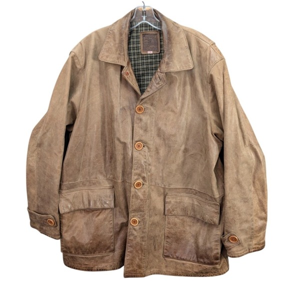 El Boyero Men's Leather Jacket Collared Brown Size 2XL Grunge Made in Argentina‎ - Picture 1 of 12